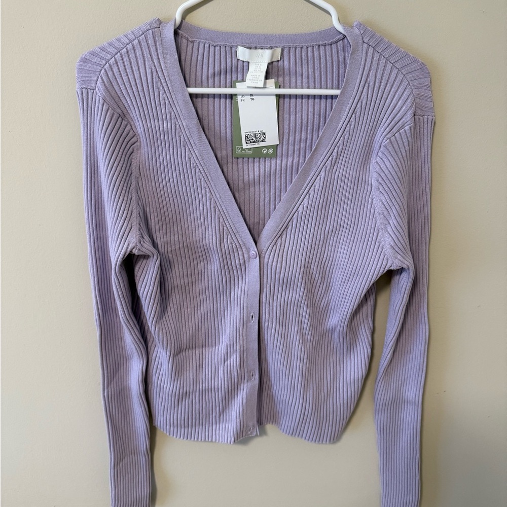 H&M Women's Ribbed Lilac Cardigan